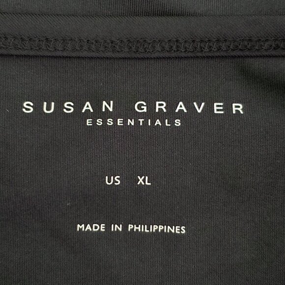 Susan Graver Essentials Black Short Sleeve Minimalist Stretchy Top Size XL - Picture 9 of 11